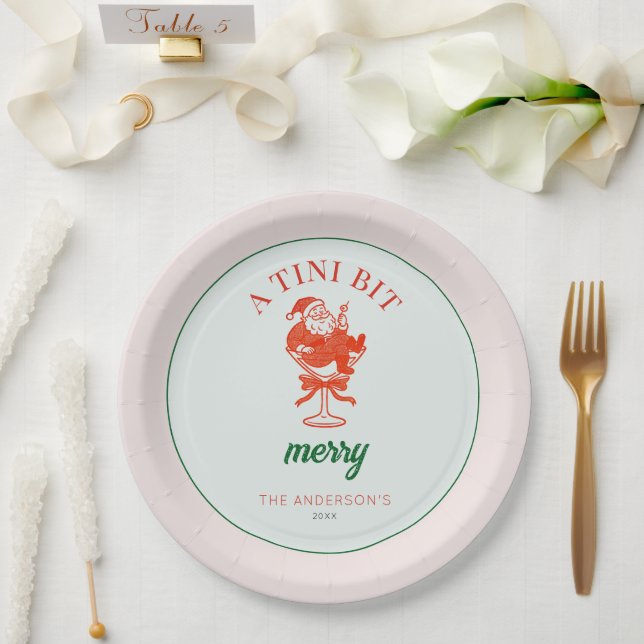 A Tini Bit Merry Christmas Santa Claus Paper Plates (Wedding)