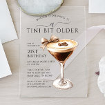 A Tini Bit Older 21st Birthday Espresso Martini Acrylic Invitations<br><div class="desc">Elegant and chic design for a spirited birthday celebration features an espresso martini. A pretty and feminine bow adds a festive touch.</div>