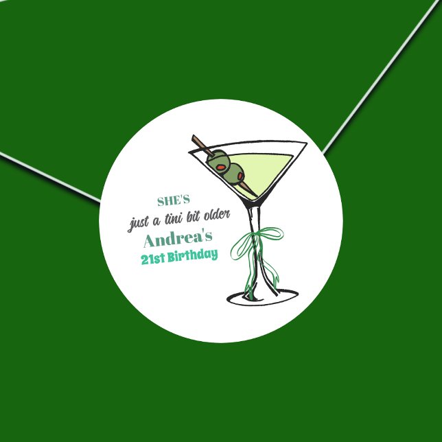 A Tini Bit Older 21st Birthday Party Classic Round Sticker (Creator Uploaded)