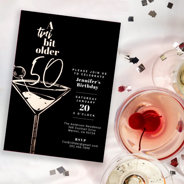A Tini Bit Older 50th Birthday Cocktail Party Foil Invitation (Creator Uploaded)