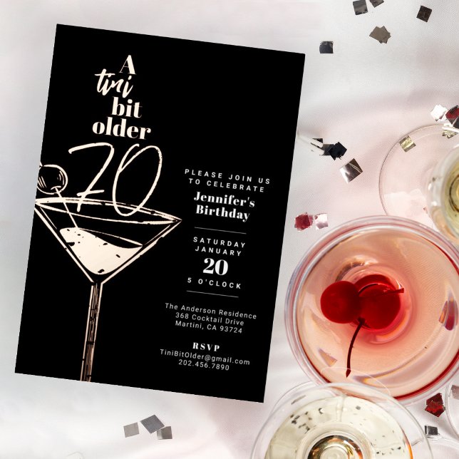 A Tini Bit Older 70th Birthday Cocktail Party Foil Invitation (Creator Uploaded)