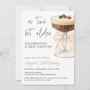 A Tini Bit Older - Beige Bow Espresso Martini Invitation