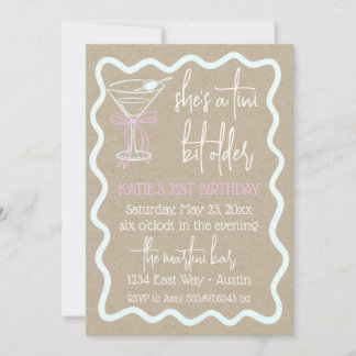 A Tini Bit Older Birthday Martini 21st Birthday Invitation
