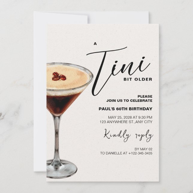 A Tini Bit Older Birthday Party Invite (Front)