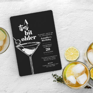 A Tini Bit Older Black Martini Birthday Party Invitation