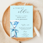 A Tini Bit Older Blue Bow Martini 30th Birthday Invitation<br><div class="desc">A Tini Bit Older Blue Bow Martini 30th Birthday Invitation on a light, sky baby blue pastel background - Celebrate her milestone birthday with this blue martini themed birthday invite. Featuring a beautiful blue cocktail with a coquette blue bow. A mixture of dainty script and elegant block font. Customize this...</div>