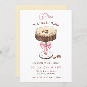 A Tini Bit Older Bow Espresso Martini Birthday Invitation
