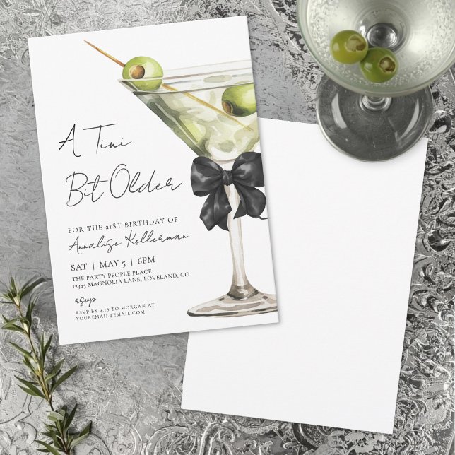 A Tini Bit Older Bow Martini Birthday Party Invitation (A Tini Bit Older Bow Martini Birthday Party Invitation)