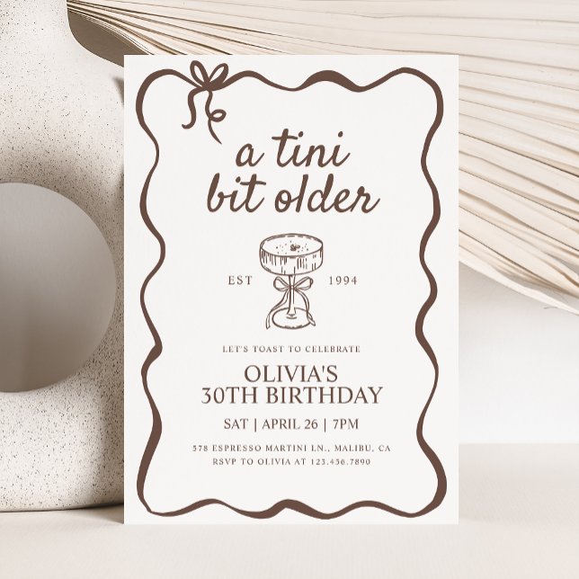 A Tini Bit Older Brown Espresso Martini Birthday  Invitation (Creator Uploaded)