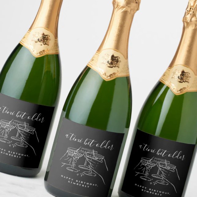 A Tini Bit Older Cheers Martini Birthday Party Sparkling Wine Label (Creator Uploaded)