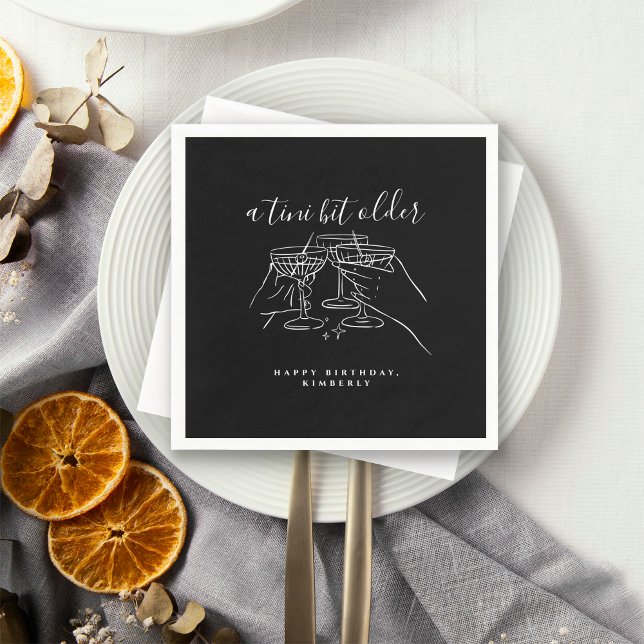 A Tini Bit Older Chic Black Martini Birthday Party Napkins (Creator Uploaded)