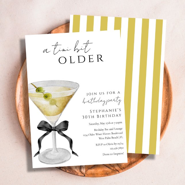 A Tini Bit Older Chic Dirty Martini Birthday Party Invitation (Creator Uploaded)