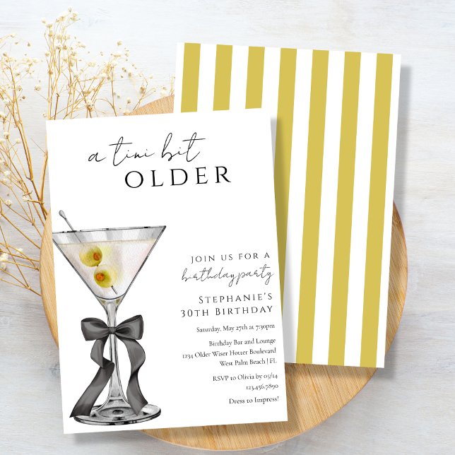 A Tini Bit Older Chic Dirty Martini Birthday Party Invitation (Creator Uploaded)