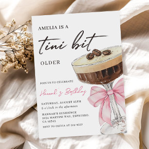 A Tini Bit Older Chic Espresso Martini Birthday Invitation