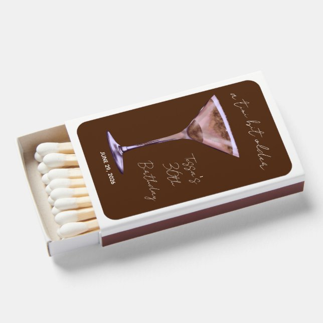 A Tini Bit Older Chocolate Martini Birthday Favors Matchboxes (Front Open)