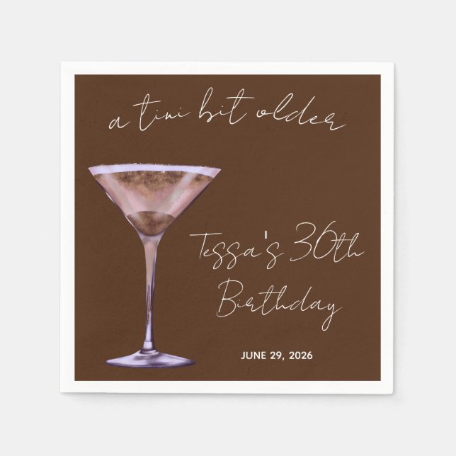 A Tini Bit Older Chocolate Martini Themed Party Napkins (Front)