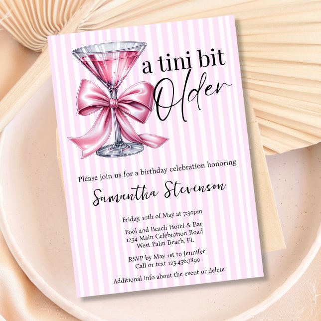 A Tini Bit Older Coquette Pink Bow Birthday Party Invitation (Creator Uploaded)