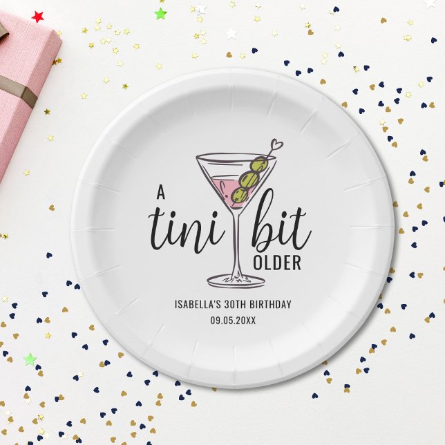 A Tini Bit Older Cute Pink Martini Themed Birthday Paper Plates (Creator Uploaded)