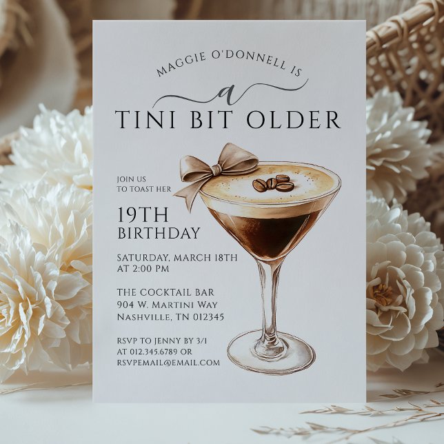 A Tini Bit Older Espresso Martini 19th Birthday Invitation (Creator Uploaded)