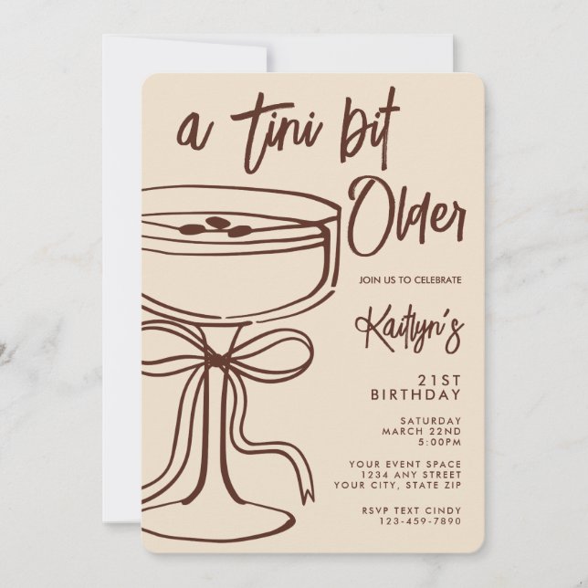 A Tini Bit Older Espresso Martini 21st Birthday Invitation (Front)