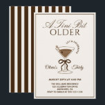 A Tini Bit Older Espresso Martini 30th Birthday Invitation<br><div class="desc">Celebrate in style with a modern, stylish twist on a classic cocktail lounge vibe—this birthday invitation features a sleek espresso martini glass adorned with a playful coquette bow, set against elegant vintage dark brown typography that feels just a tini bit older, like the charm of a well-loved speakeasy. The design...</div>