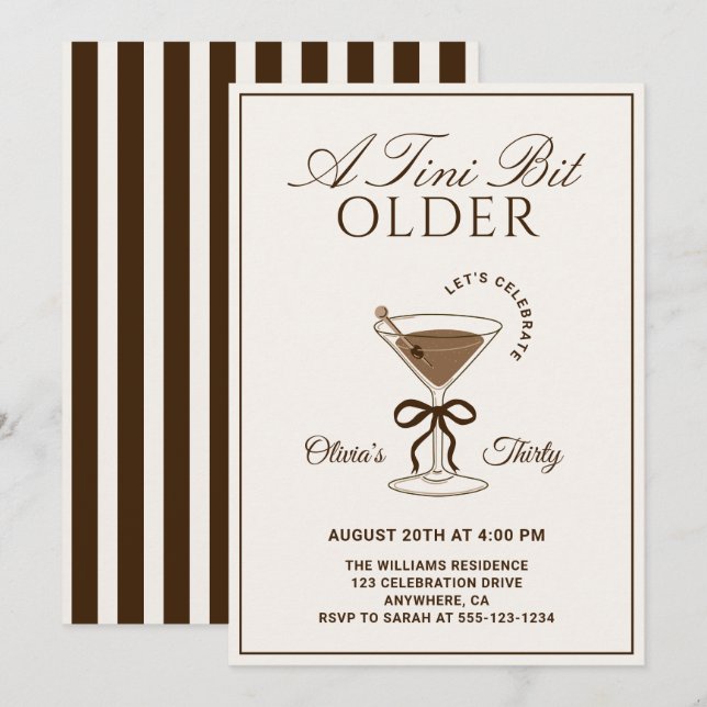 A Tini Bit Older Espresso Martini 30th Birthday Invitation (Front/Back)