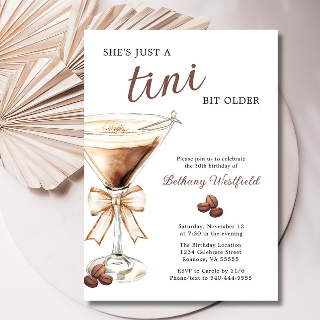 A Tini Bit Older Espresso Martini 30th Birthday Invitation (A Tini Bit Older Espresso Martini 30th Birthday Party Invitation)