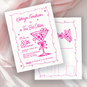 A Tini Bit Older Espresso Martini 80th Birthday Invitation Postcard