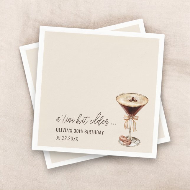 A Tini Bit Older Espresso Martini Birthday Napkins (Creator Uploaded)