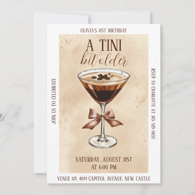 A Tini Bit Older Espresso Martini Birthday Party Invitation (Front)