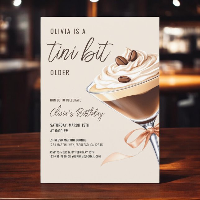 A Tini Bit Older Espresso Martini Birthday Party Invitation (Creator Uploaded)