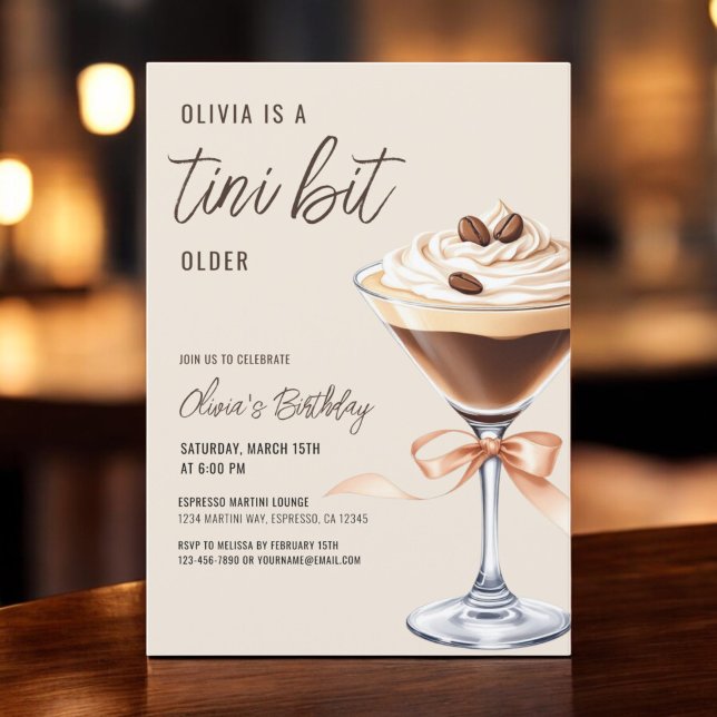 A Tini Bit Older Espresso Martini Birthday Party Invitation (Creator Uploaded)