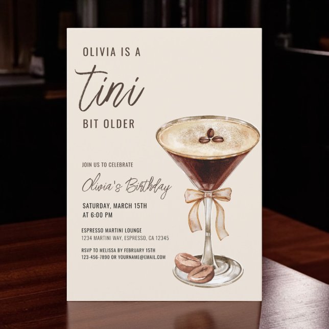 A Tini Bit Older Espresso Martini Birthday Party Invitation (Creator Uploaded)