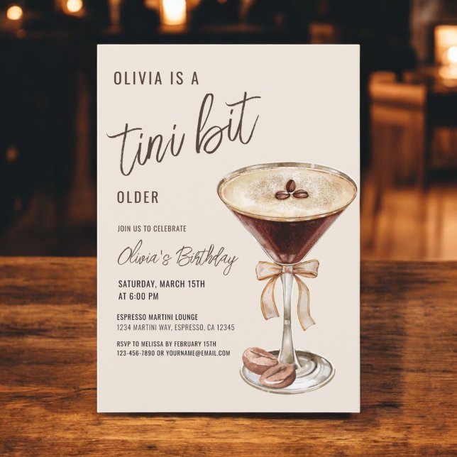 A Tini Bit Older Espresso Martini Birthday Party Invitation (Creator Uploaded)