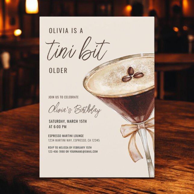 A Tini Bit Older Espresso Martini Birthday Party Invitation (Creator Uploaded)