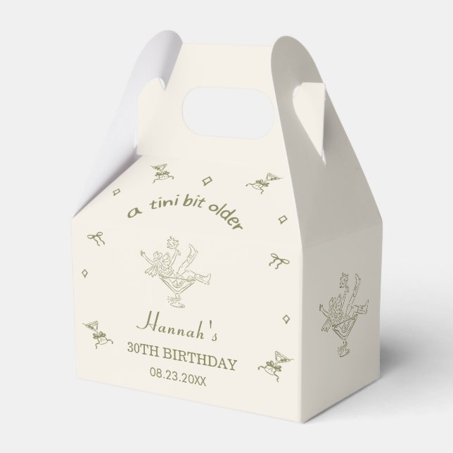 A Tini Bit Older Espresso Martini Bow Birthday Favor Boxes (Front Side)