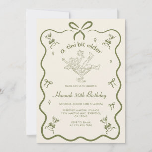 A Tini Bit Older Espresso Martini Bow Birthday Invitation