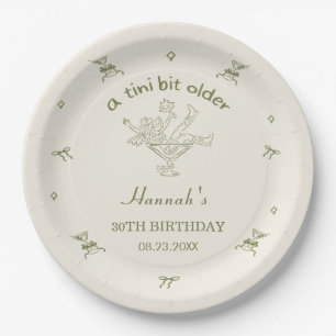 A Tini Bit Older Espresso Martini Bow Birthday Paper Plates