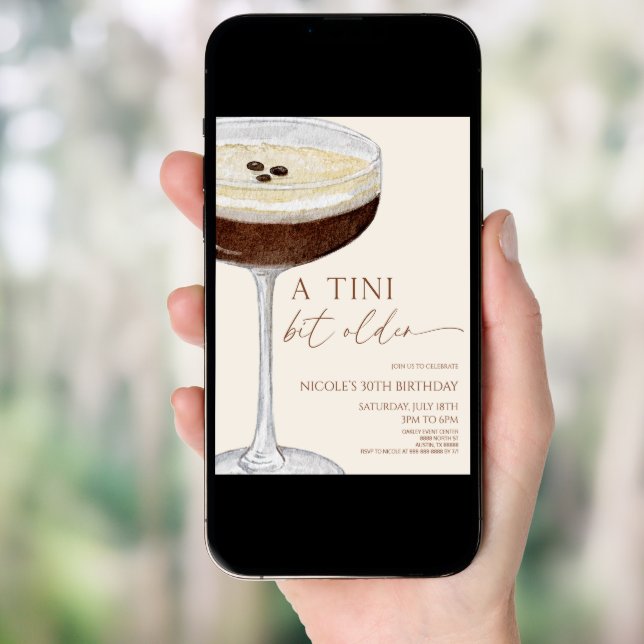 A Tini Bit Older Expresso Martini Birthday Party Invitation (Front Digital)