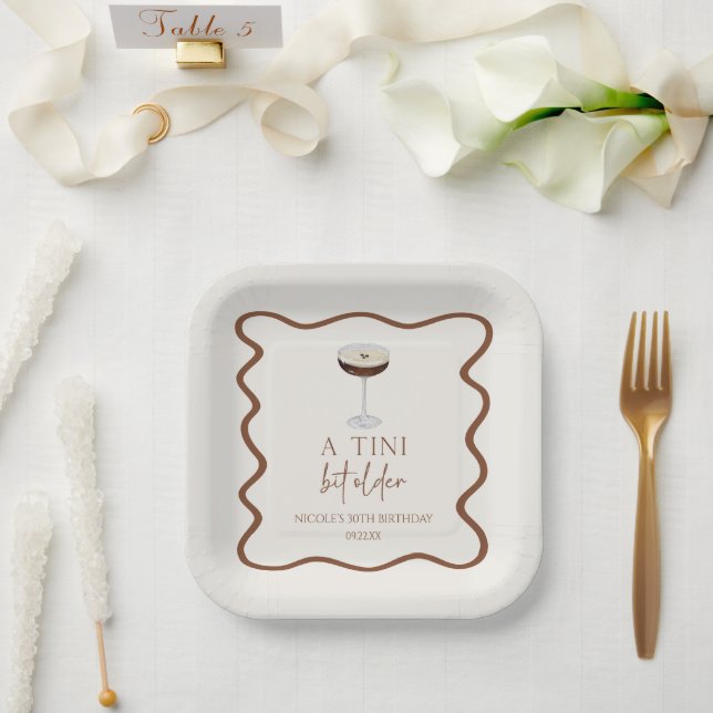 A Tini Bit Older Expresso Martini Birthday Party Paper Plates (Wedding)