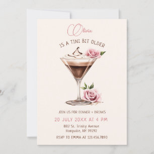 A Tini Bit Older Floral Espresso Martini Birthday Invitation