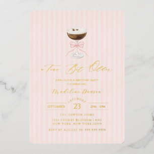 A Tini Bit Older Gold Foil Stripe Martini Birthday Invitation