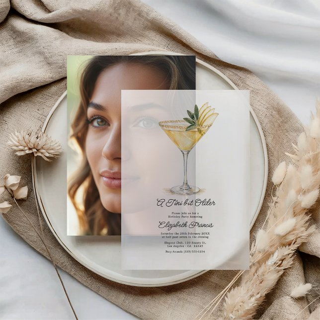 A Tini Bit Older Golden Martini Vellum Birthday Invitations (A Tini Bit Older Golden Martini Vellum Birthday Invitation)