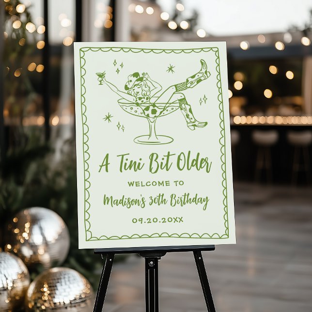 A Tini Bit Older Green Birthday Party Welcome Sign (Creator Uploaded)