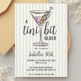 A Tini Bit Older Green Martini Birthday Invitation