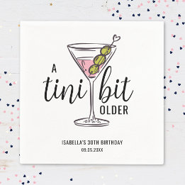 A Tini Bit Older Hand Drawn Martini Birthday Napkins