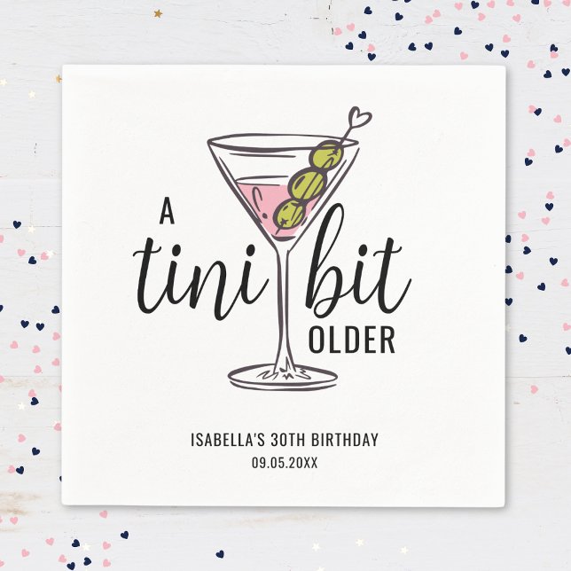 A Tini Bit Older Hand Drawn Martini Birthday Napkins (Creator Uploaded)