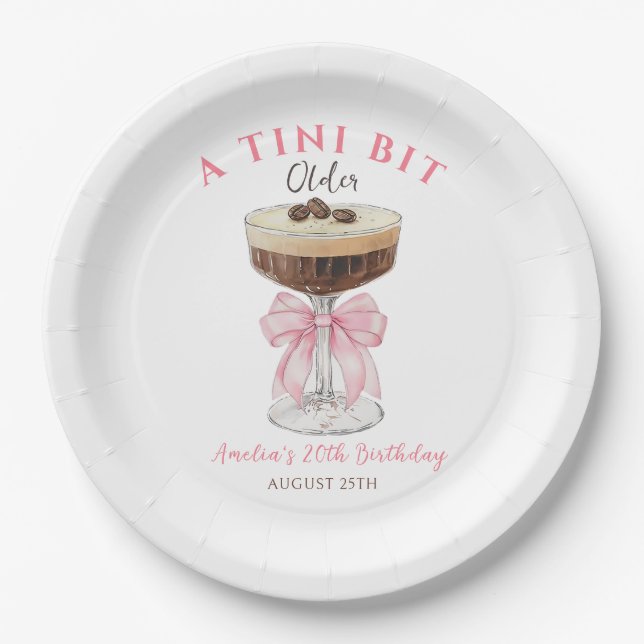 A Tini Bit Older Martini Birthday Paper Plates (Front)