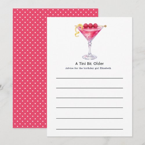 A Tini Bit Older Martini Birthday Party Advice Card