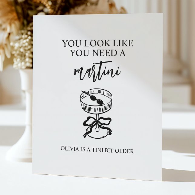 A Tini Bit Older Martini Birthday Party Bar  Pedestal Sign (Creator Uploaded)